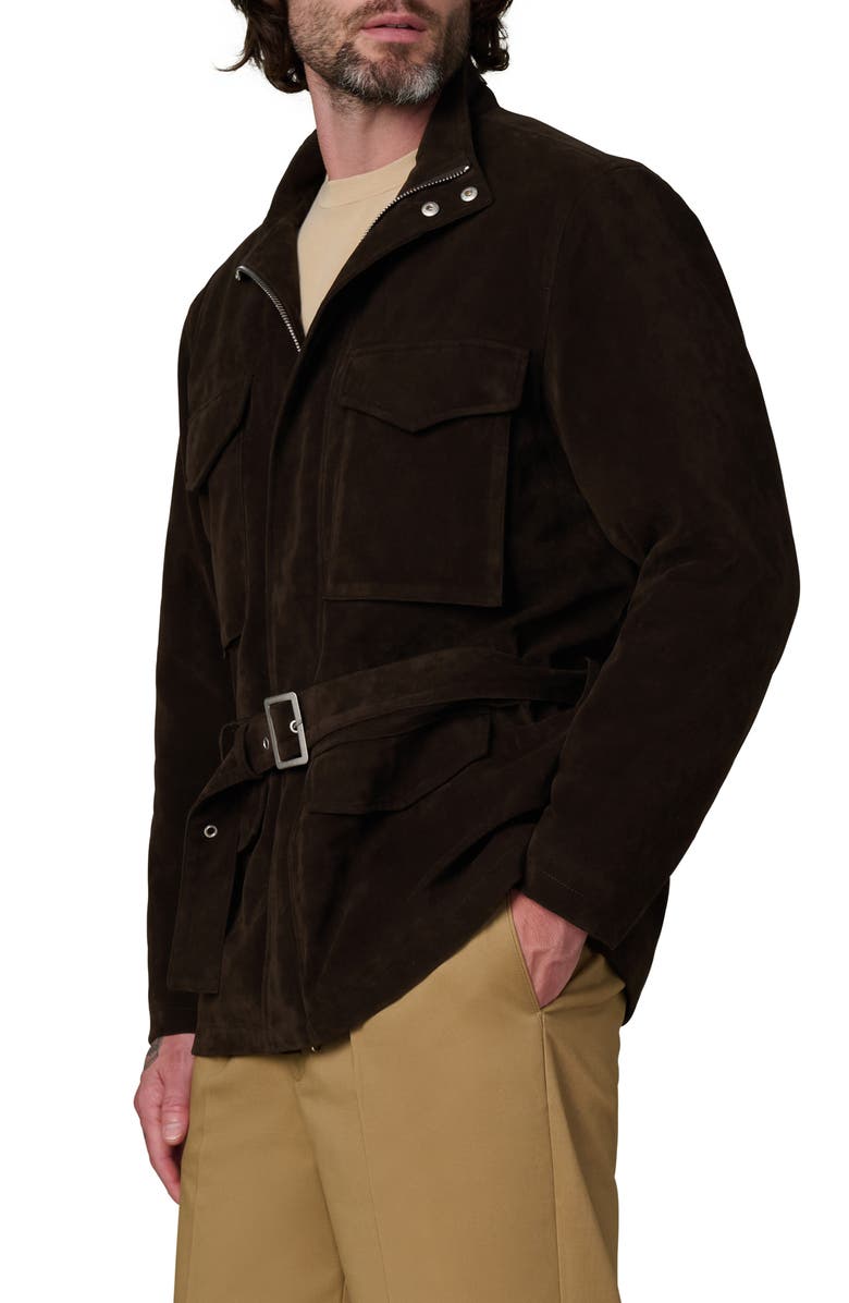 Joe's M16 Belted Faux Suede Jacket, Alternate, color, Chocolate