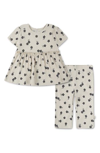Huggies Ribbed Babydoll Top & Leggings Set In Gray