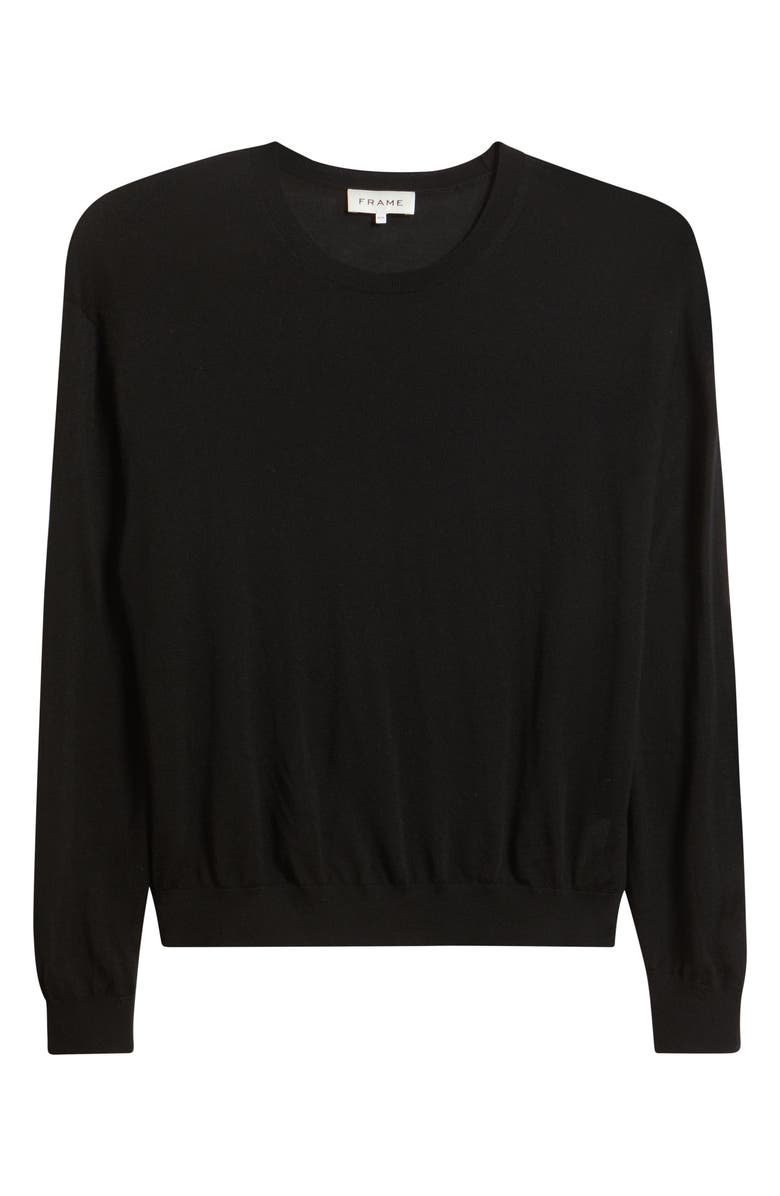 FRAME Superfine Merino Wool & Cashmere Crewneck Sweater, Alternate, color, Black