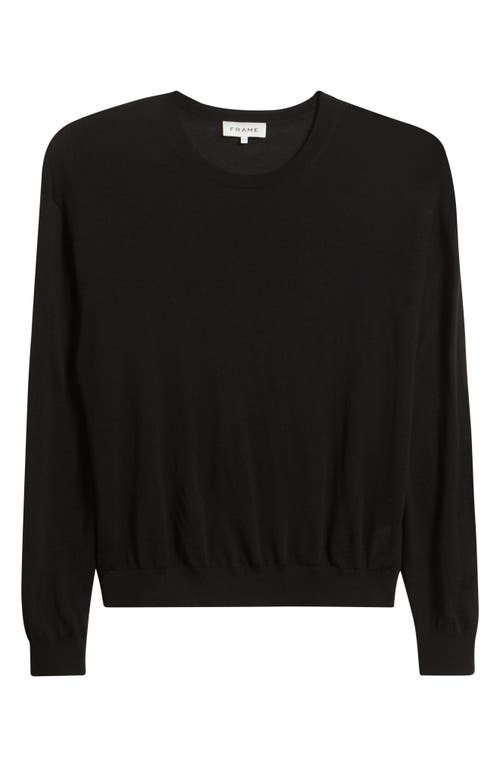 Frame Superfine Merino Wool & Cashmere Crewneck Sweater In Black