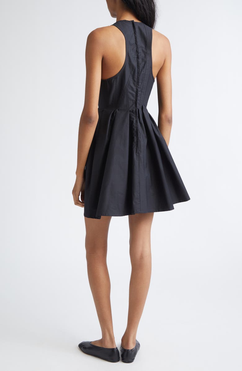 SPORTMAX Ara Pleated Cotton Poplin Minidress, Alternate, color, Black