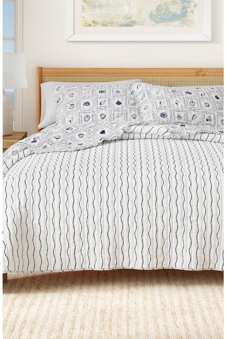 Coastal Seashell Tile Reversible Quilt Set, Alternate, color, SEASHELL TILE