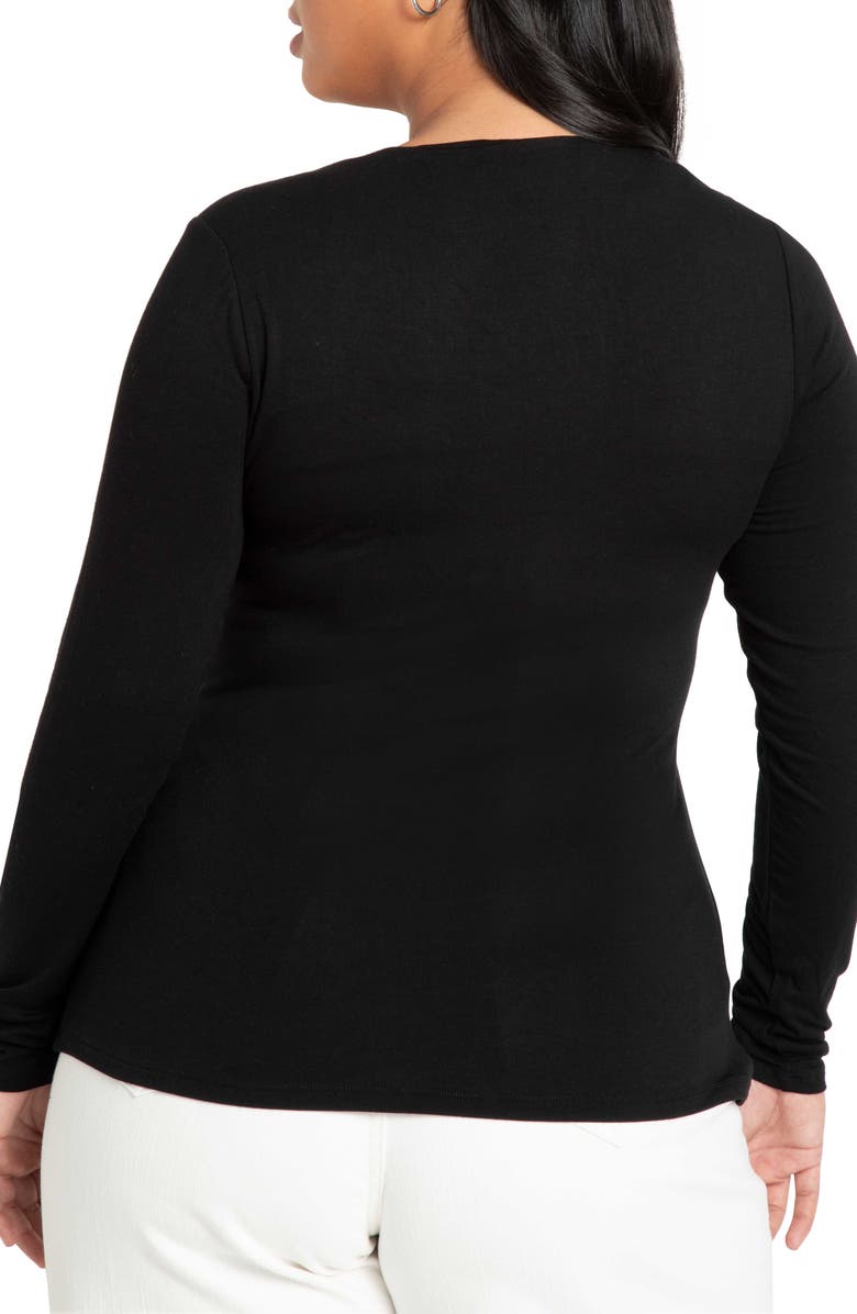 ELOQUII Front Cutout Long Sleeve Top, Alternate, color, 