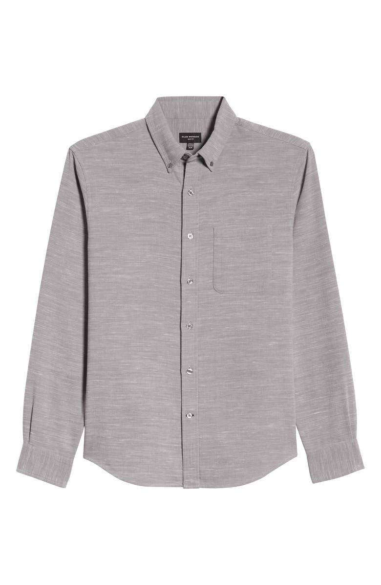 Club Monaco Slim Fit Mélange Flannel Button-Down Shirt, Alternate, color,