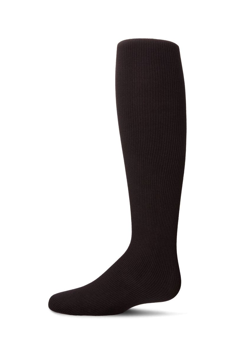 MeMoi Kid's Ribbed Supreme Cotton Blend Non-Pilling Tights, Main, color, Black