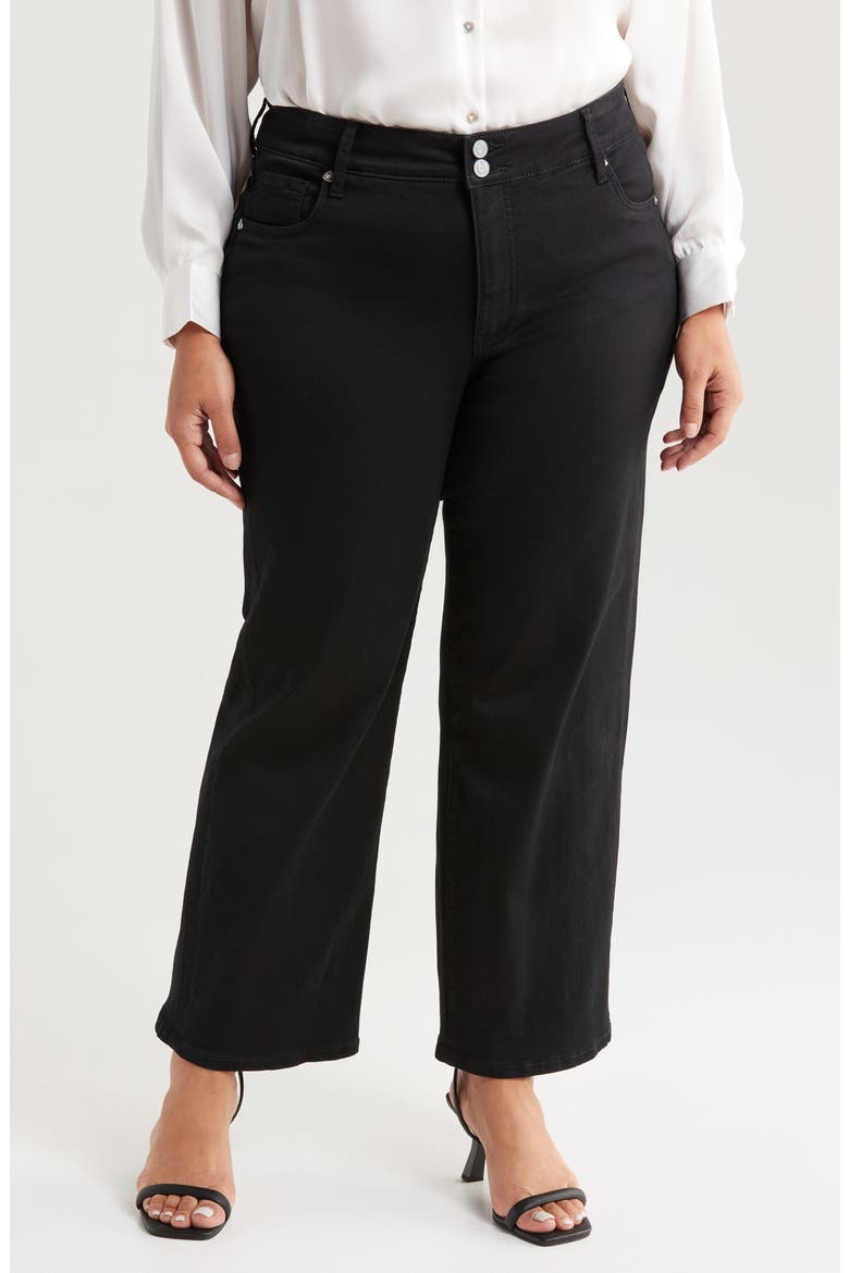 Lucy Double Button Wide Leg Jeans, Main, color, BLACK JM