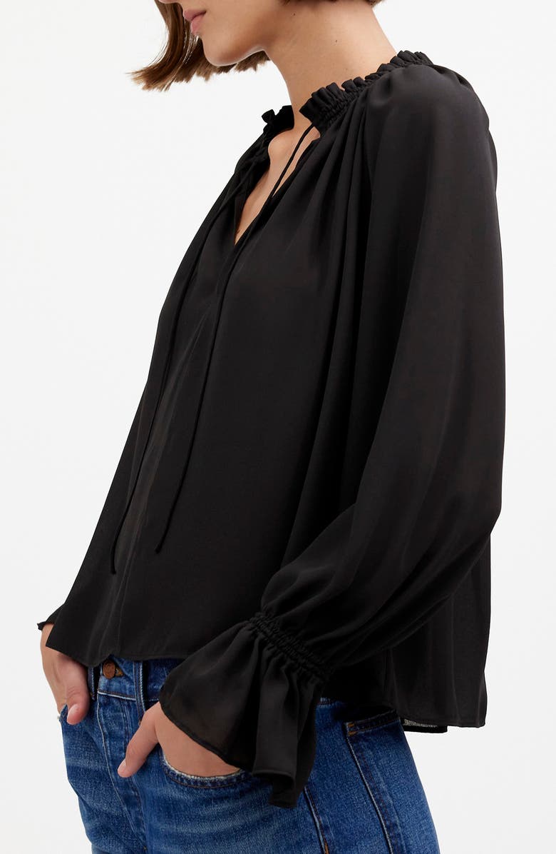 Long-Sleeve Tie-Neck Top