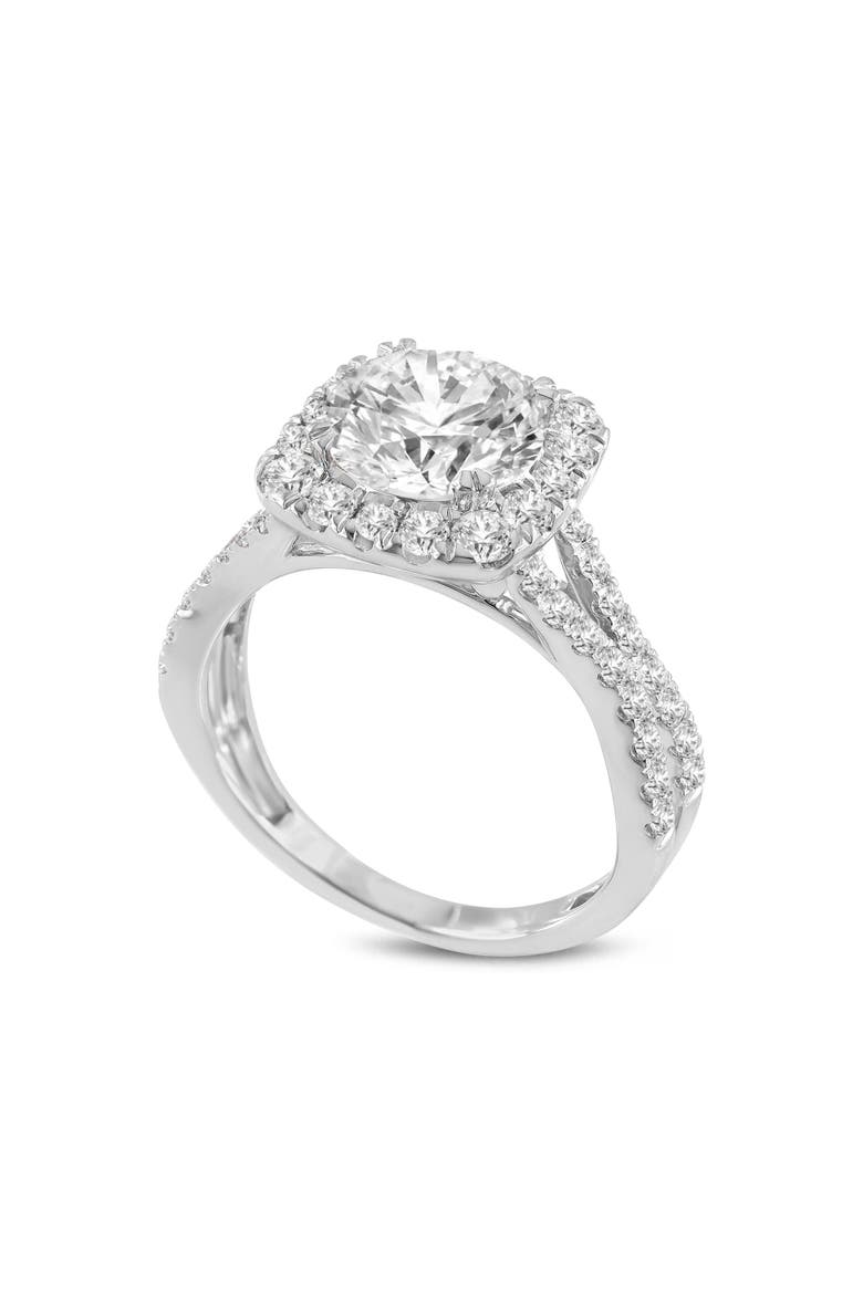 Etoile 14K White Gold Round Cut Lab Grown Diamond Halo Engagement Ring - 2.9 Ct, Main, color, 14K White Gold
