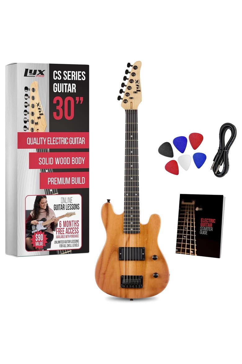 CS 30 Electric Guitar Kit for Beginner with Amp Cable, 6 Picks & Guide, Main, color, Natural