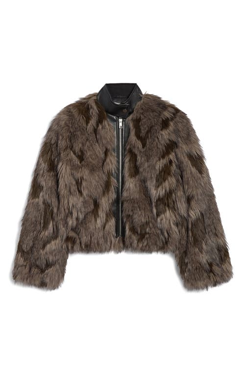 Apparis Lillet Faux Fur Patchwork Bomber Jacket In Brown