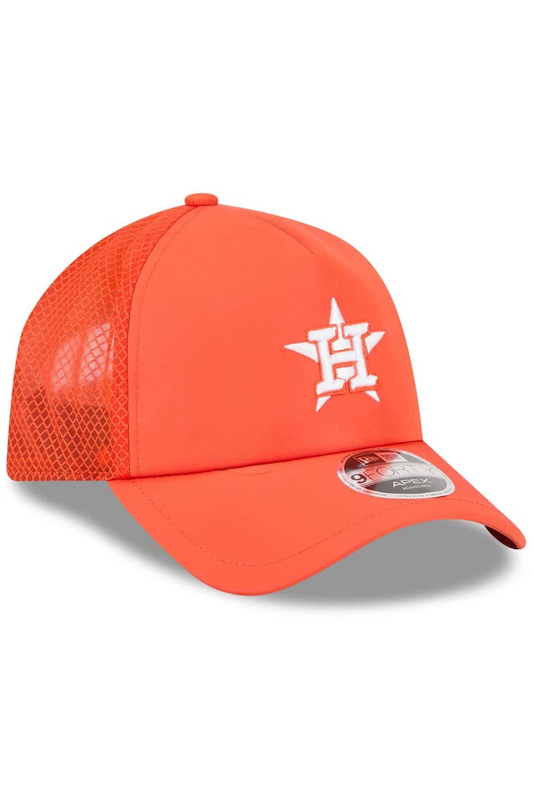Men's New Era Orange Houston Astros 2026 Batting Practice Apex 9FORTY Adjustable Trucker Hat, Alternate, color, Orange