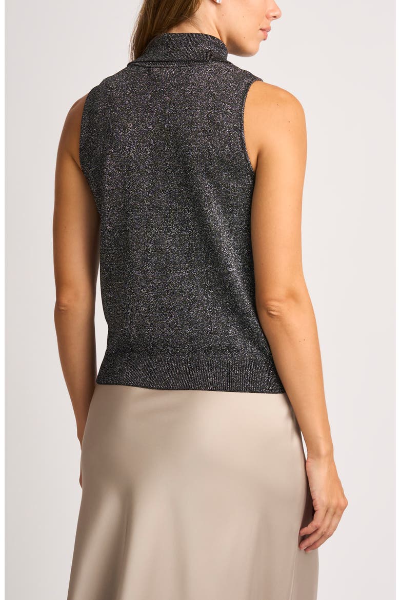 Metallic Sleeveless Turtleneck Sweater, Alternate, color, DARK BLACK LUREX