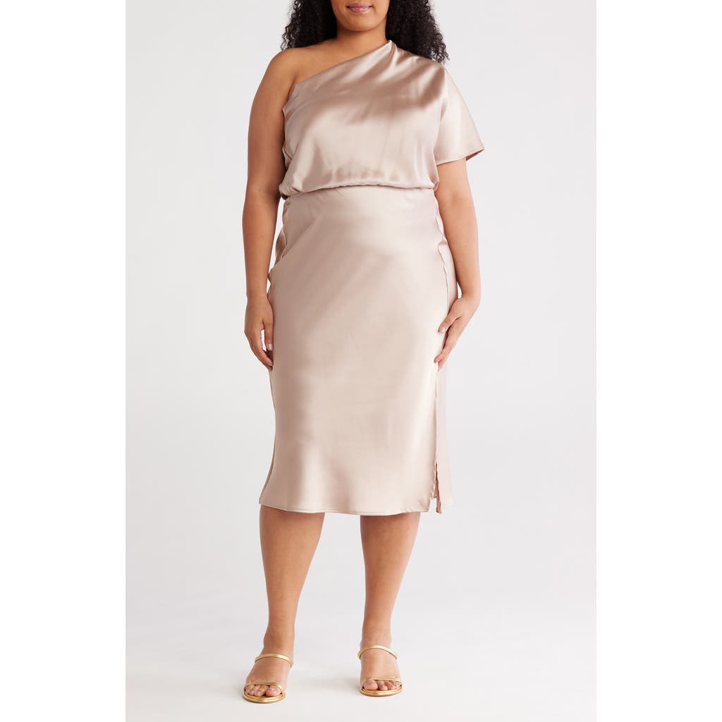 Shop Renee C Satin One-shoulder Dress