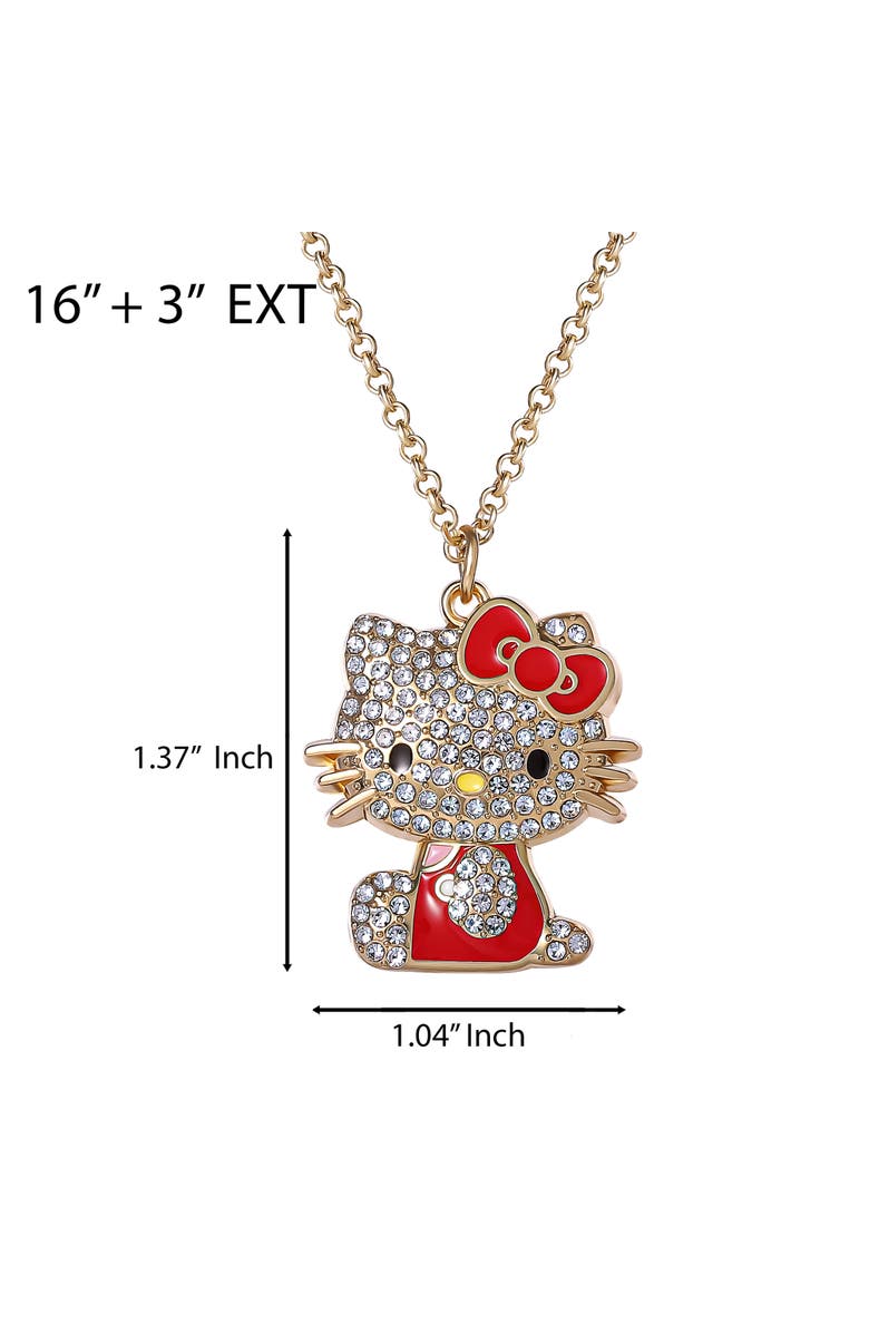 Hello Kitty Crystal Gold-Tone Pendant Necklace, Alternate, color, Red