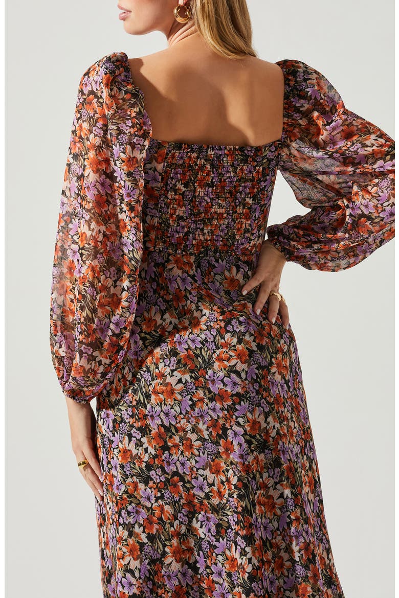 Sylvie Floral Underwire Long Sleeve Dress, Alternate, color, ORANGE PURPLE FLORAL