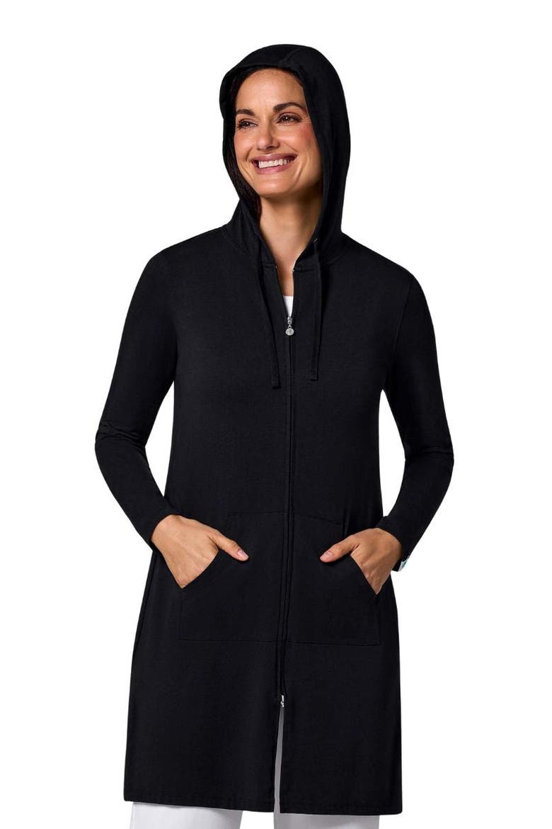 Women's Cabana Long Zip-Up Hoodie, UPF 50+ Sun Protection, Main, color, Black
