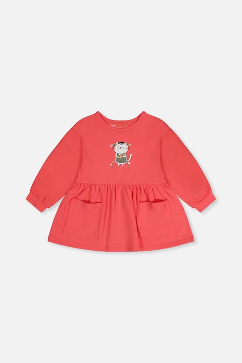 Organic Cotton Cat Patch Pocket Gathered Tunic