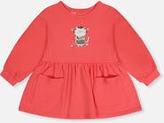 Deux par Deux Organic Cotton Cat Patch Pocket Gathered Tunic