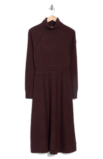 Derek Lam 10 Crosby Bethany Long Sleeve Wool Turtleneck Sweater Dress In Burgundy