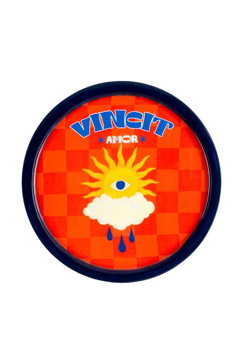 Lakri Vincit Round Wood Serving Entertaining Artisan