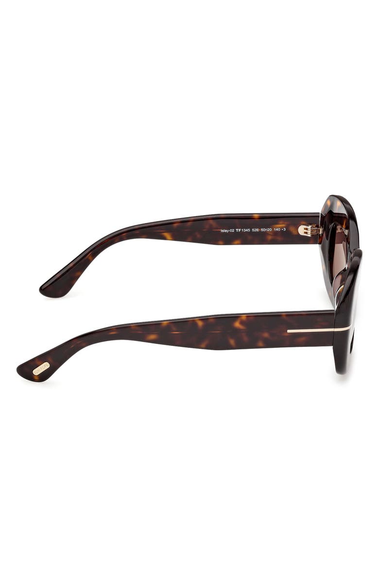 TOM FORD Islay 50mm Small Rectangular Sunglasses, Alternate, color, Dark Havana / Brown