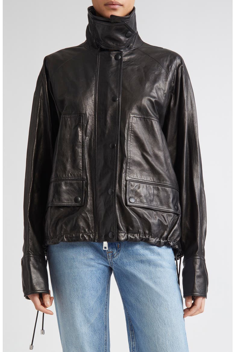 Brandon Maxwell The Harper Balloon Lambskin Leather Jacket (Women