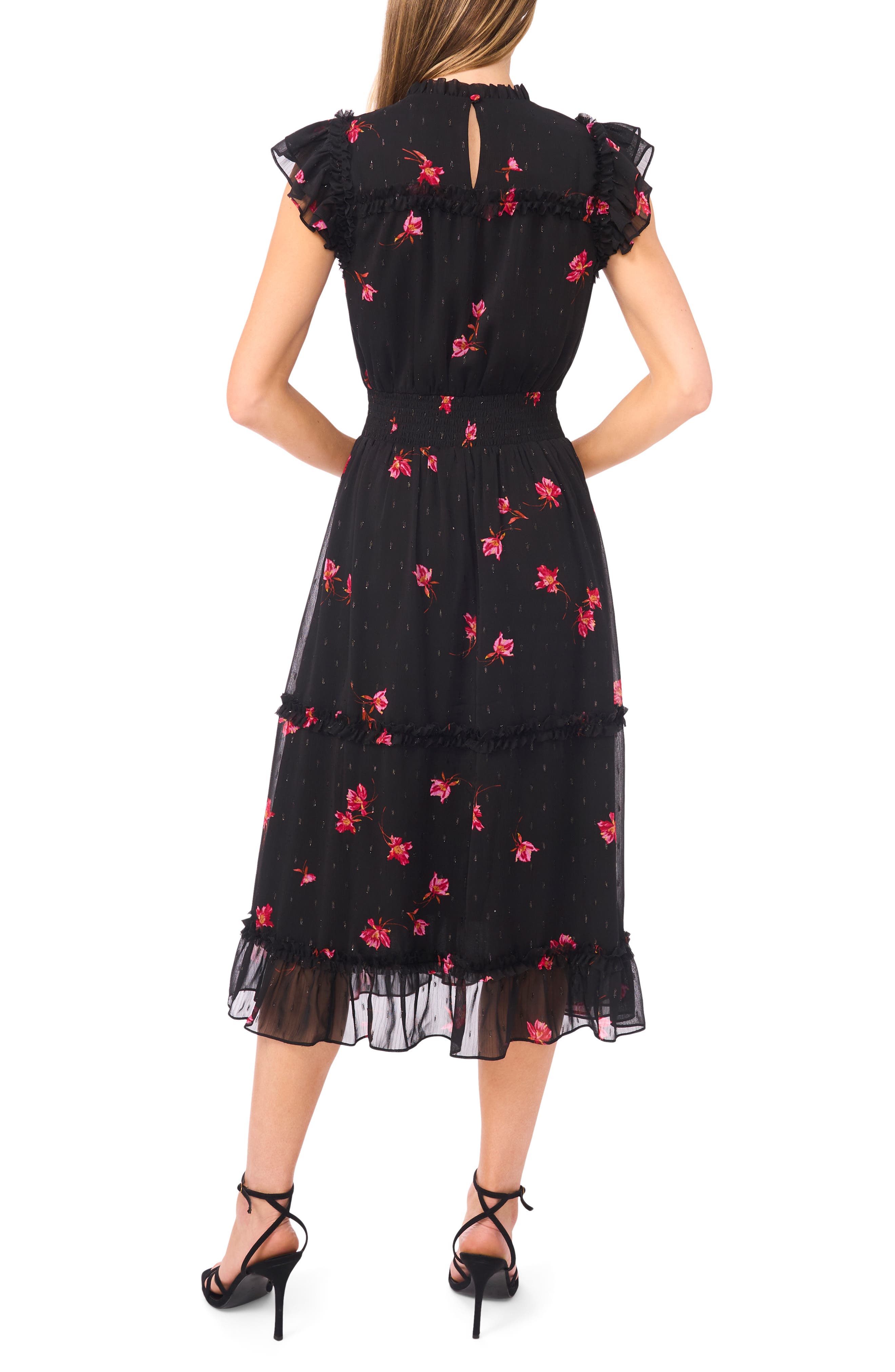 Floral Flutter Sleeve Smocked Midi Dress - image 2