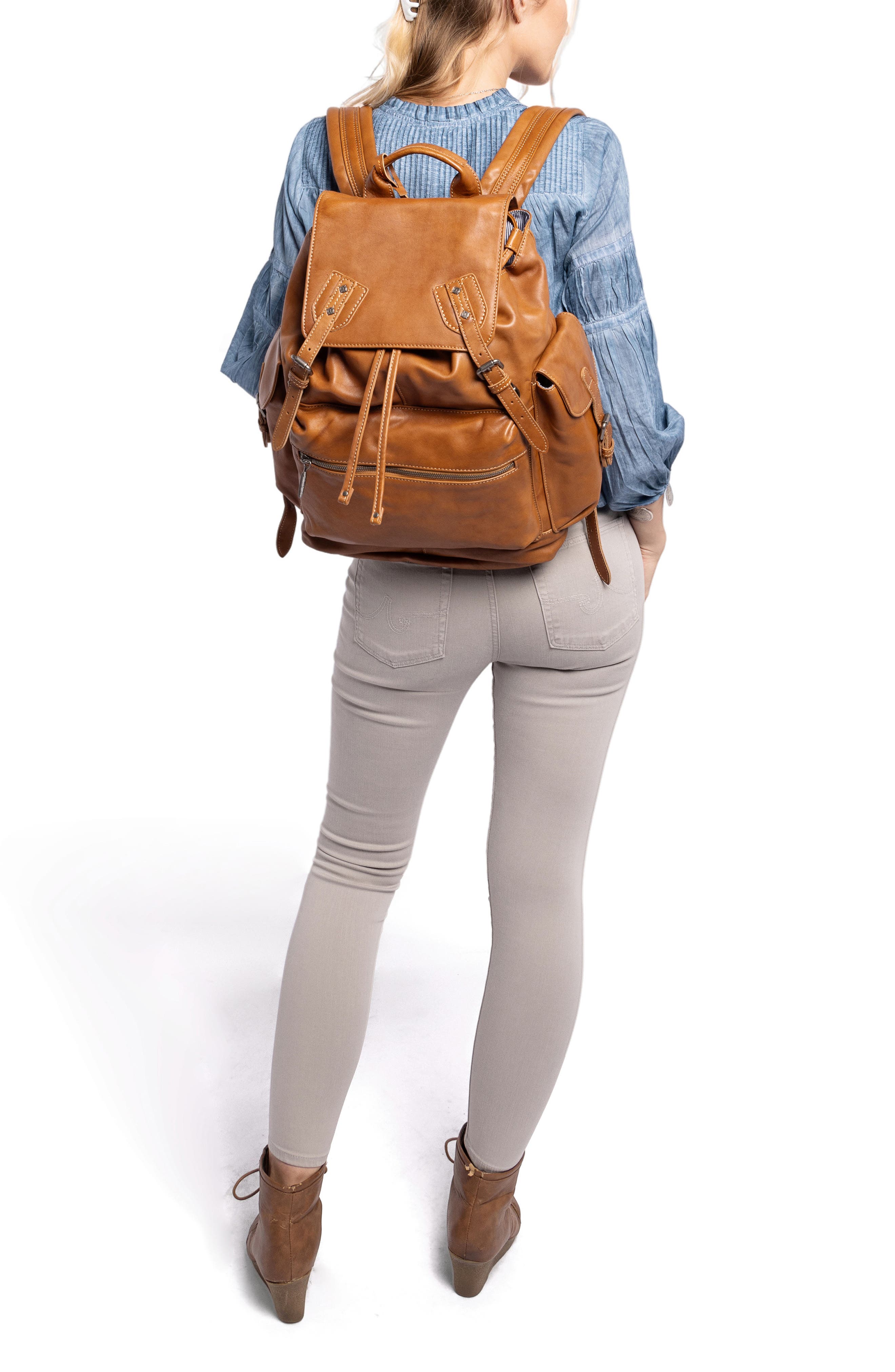 Bryan Leather Backpack, Alternate, color, TAN