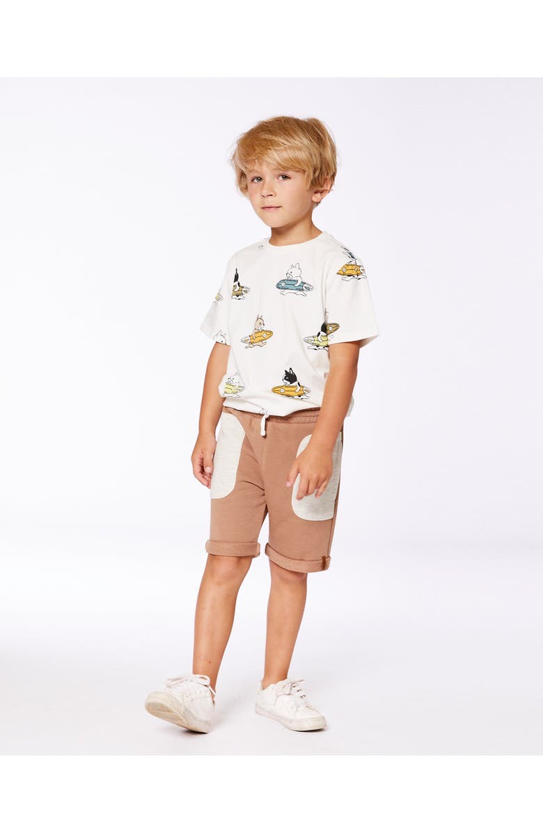 Deux par Deux Boy's Printed Organic Cotton Tee Multicolored Splash On Off-White, Alternate, color, 