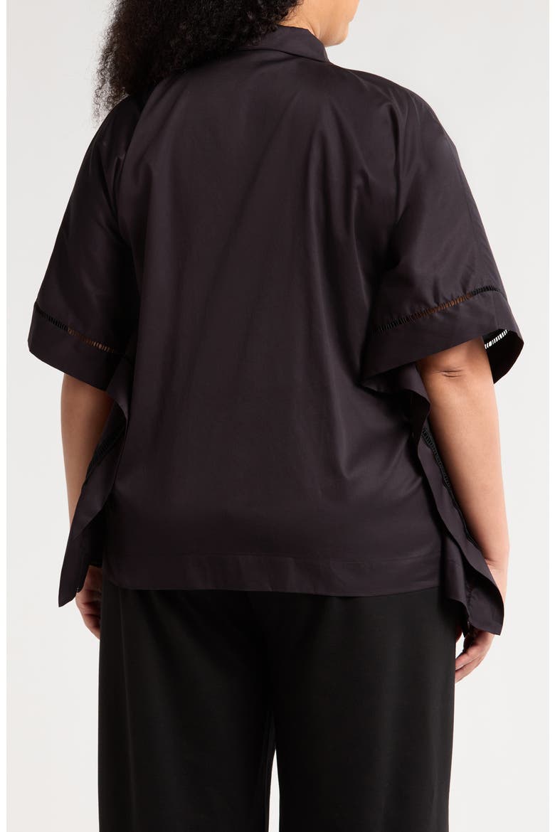 Harpa Short Sleeve Cotton Button-Up Shirt, Alternate, color, BLACK