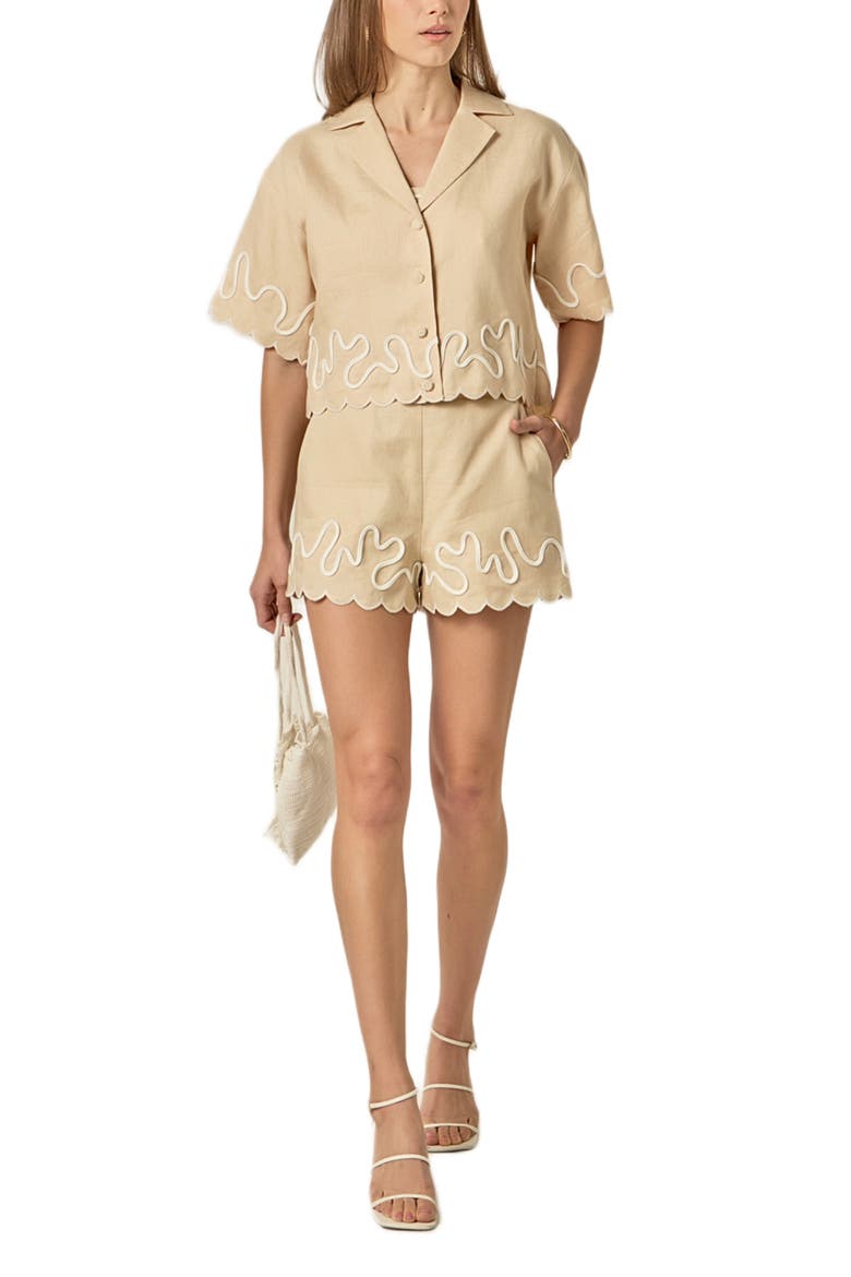Wavy Embroidered Crop Camisole, Alternate, color, BEIGE/ OFF WHITE