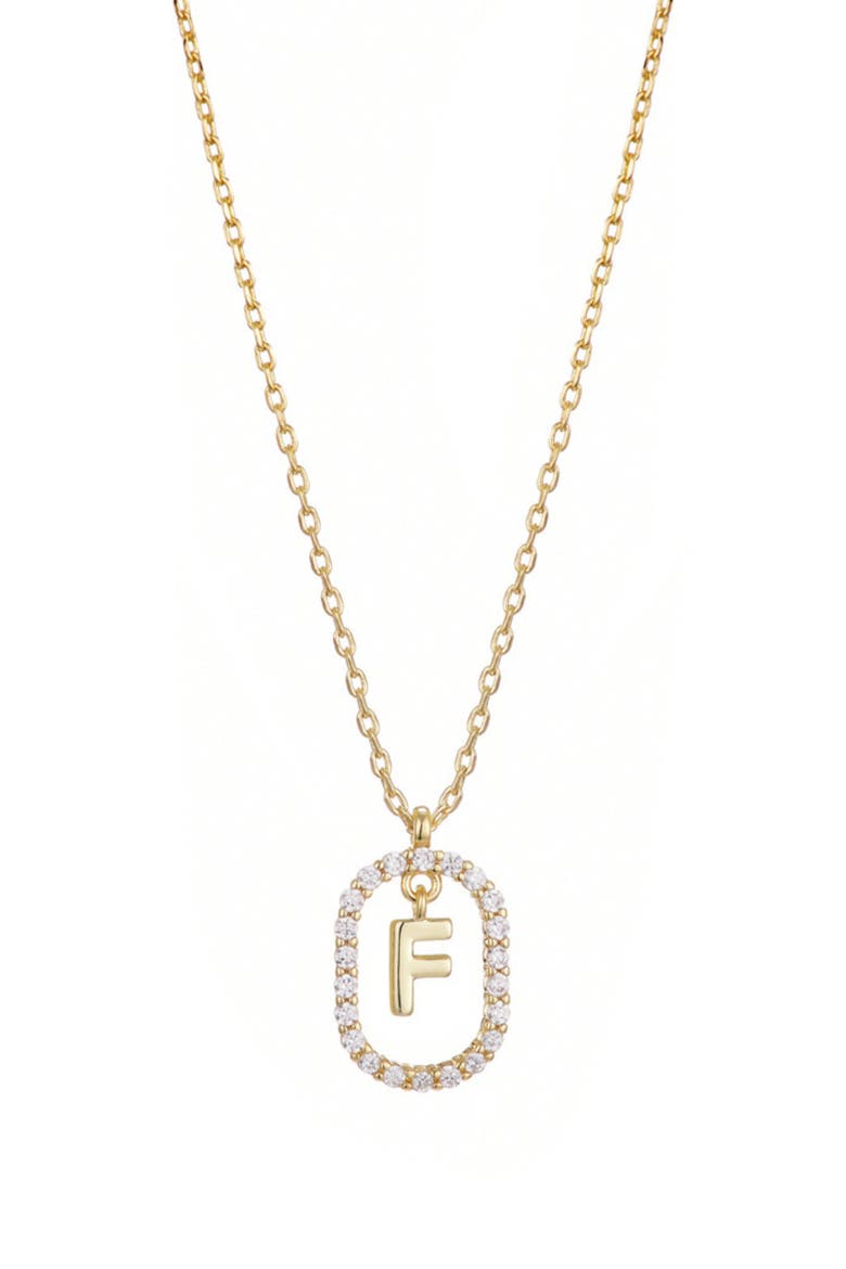 Floating Letter Initial Cubic Zirconia Pendant Necklace, Main, color, GOLD-F