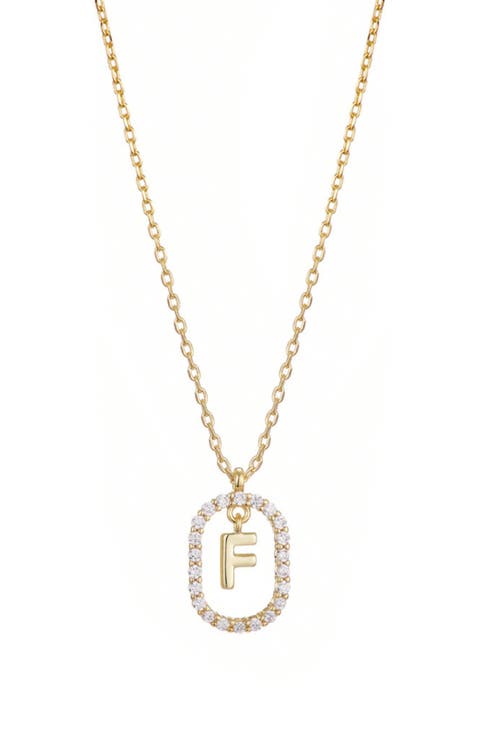 Floating Letter Initial Cubic Zirconia Pendant Necklace