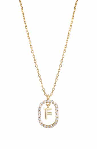 Floating Letter Initial Cubic Zirconia Pendant Necklace