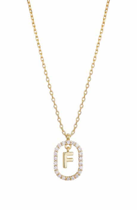 Floating Letter Initial Cubic Zirconia Pendant Necklace