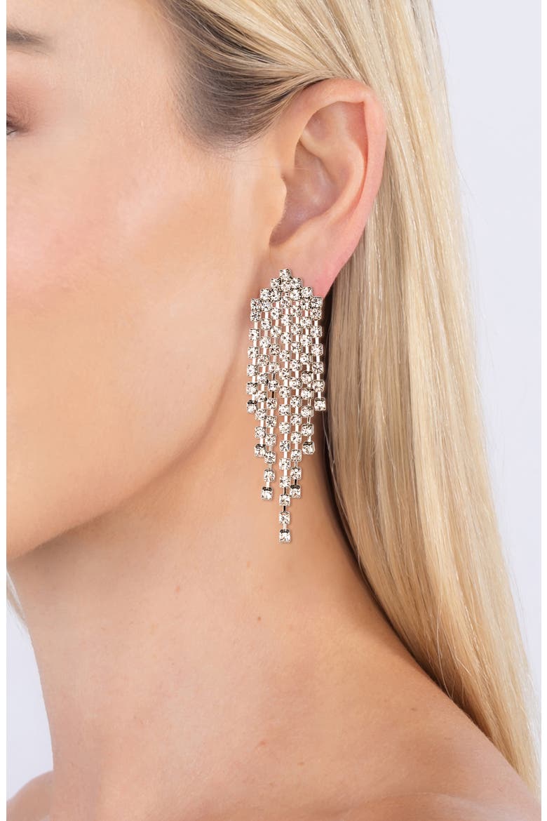 Crystal Fringe Statement Earrings, Alternate, color, GOLD