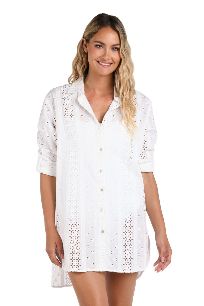 Eyelet Cotton Cover-Up Tunic, Alternate, color, IVORY