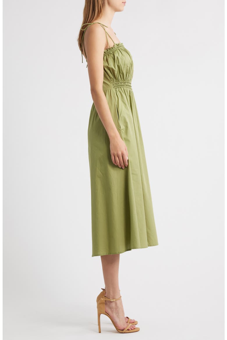 Cotton Poplin Midi Dress, Alternate, color, GREEN