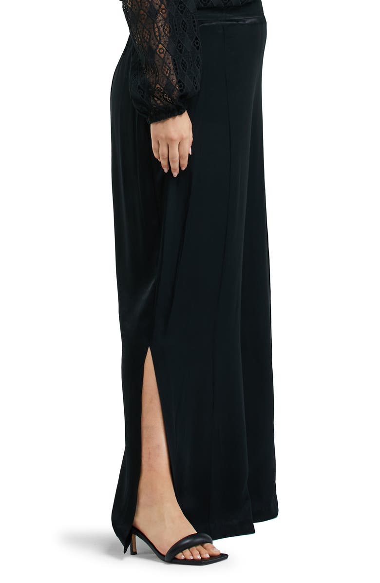 Estelle Highlight Wide Leg Slit Hem Satin Pants, Alternate, color,