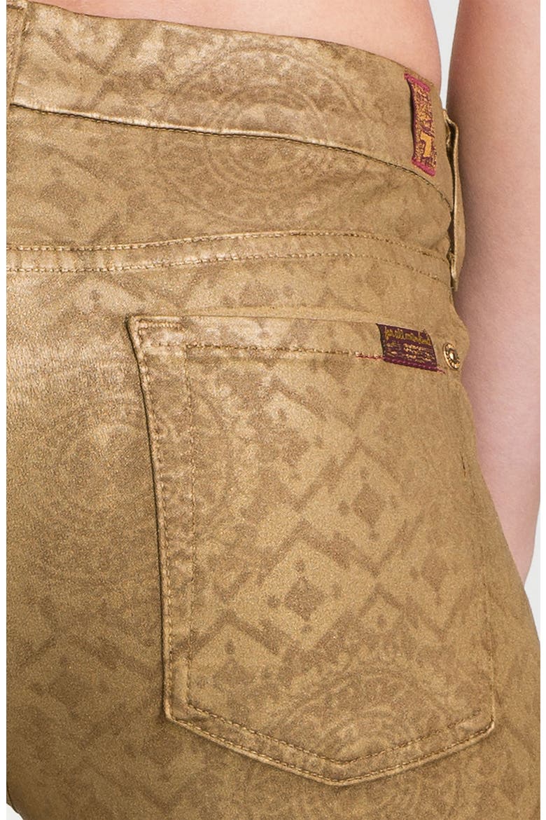 7 For All Mankind® Coated Print Skinny Jeans, Alternate, color, GOLD ARTISIAN