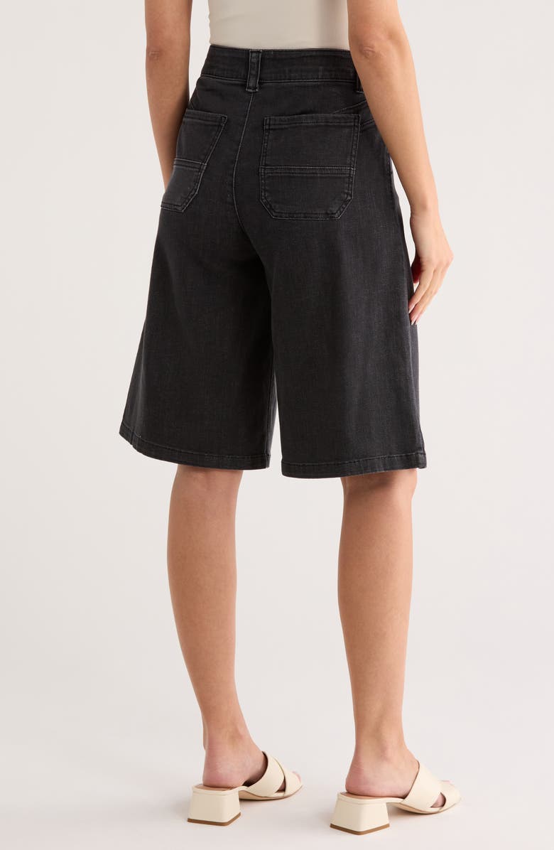 Democracy Pleated Front Denim Bermuda Shorts, Alternate, color, Washed Black