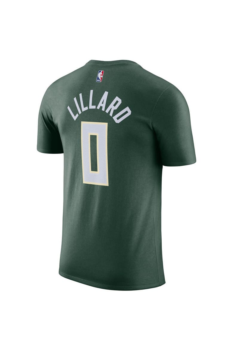 Men's Nike Damian Lillard Hunter Green Milwaukee Bucks Name & Number T-Shirt, Alternate, color, Hunter Green