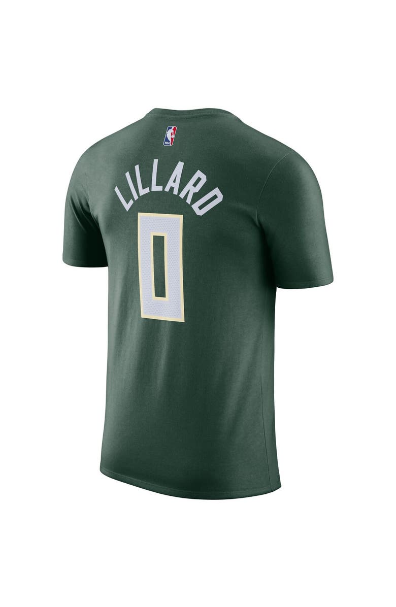 Nike Men's Nike Damian Lillard Hunter Green Milwaukee Bucks Name & Number T-Shirt, Alternate, color,