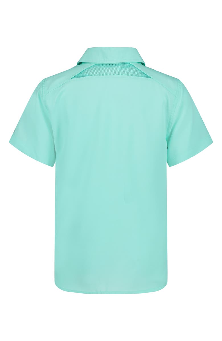 Under Armour Kids' UA Drift Tide Fish Short Sleeve Performance Button-Up Shirt, Alternate, color, Neo Turquoise