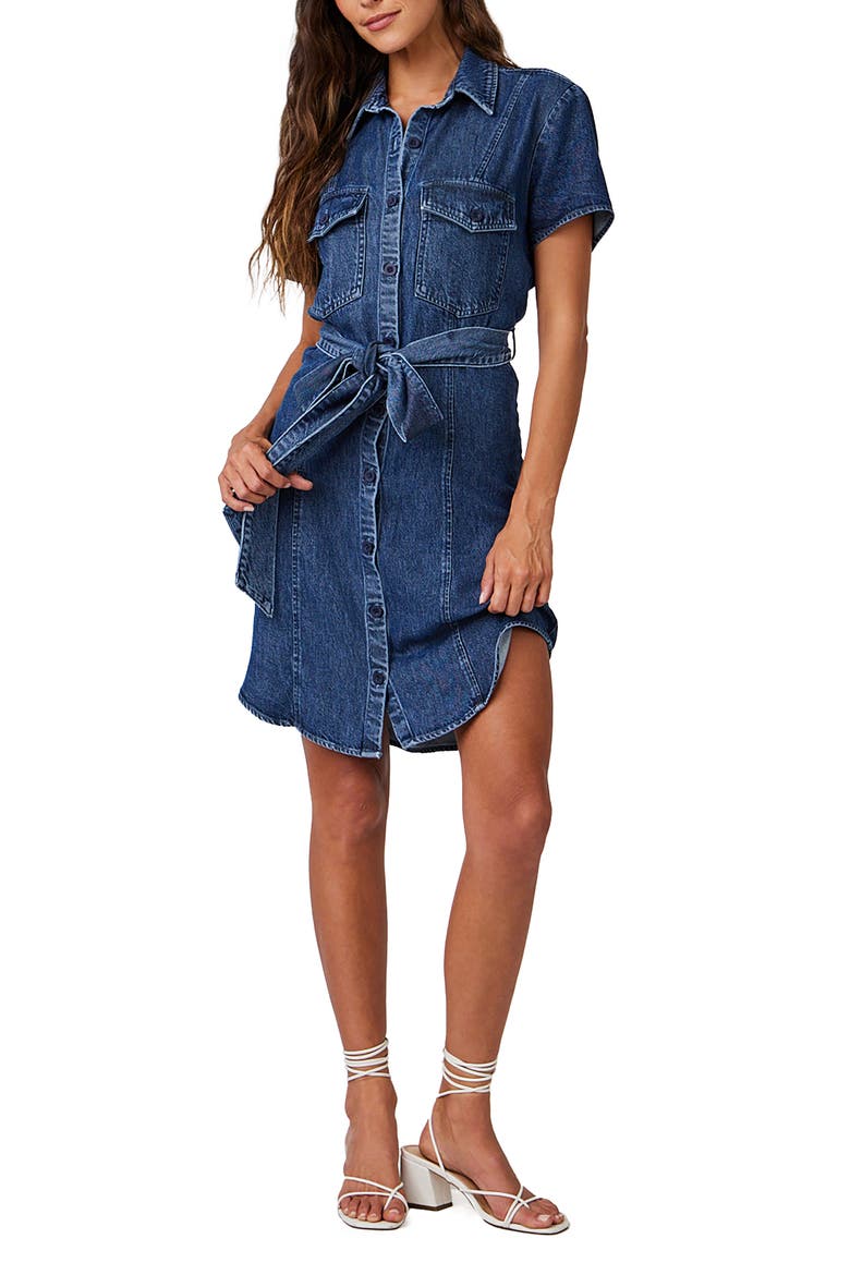 Short Sleeve Denim Shirtdress, Alternate, color, HORIZON WASH