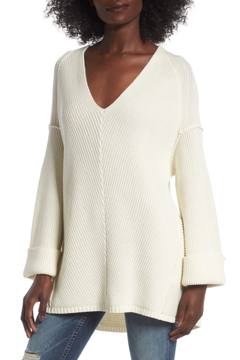 Cuff Sleeve Pullover, Main, color, IVORY