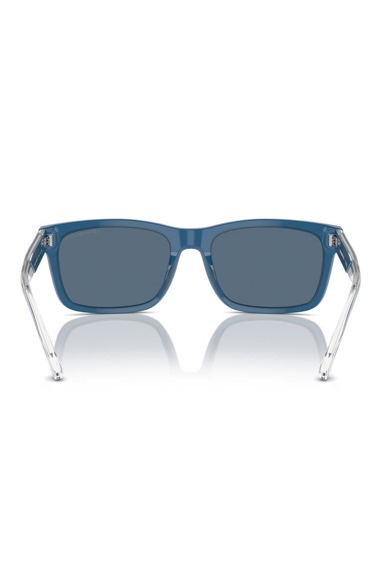 57mm Rectangular Sunglasses, Alternate, color, SHINY OPALINE BLUE / DARK BLUE