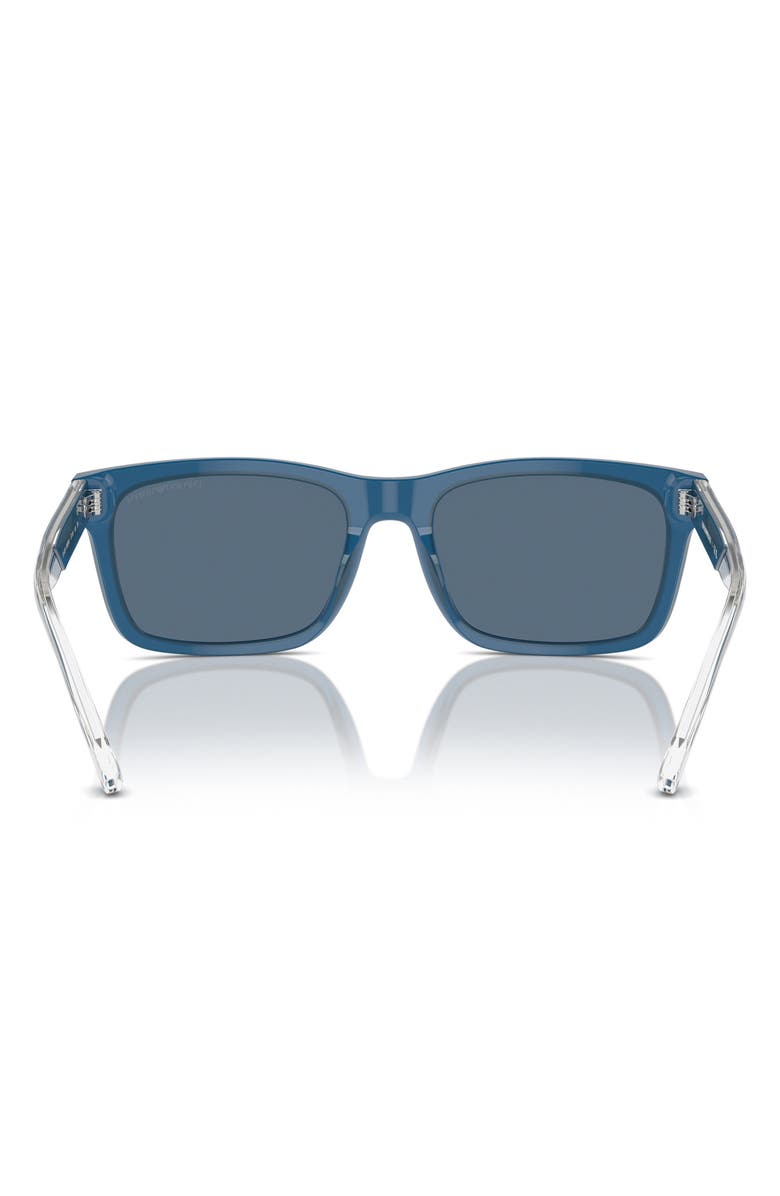 Emporio Armani 57mm Rectangular Sunglasses, Alternate, color, Shiny Opaline Blue / Dark Blue