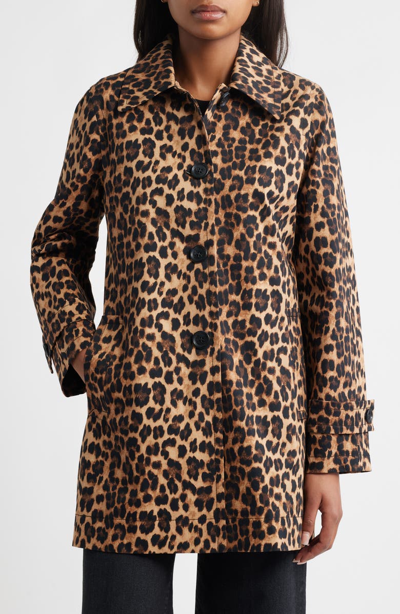 Sam Edelman Leopard Print Water Repellent Rain Jacket, Main, color, Leopard