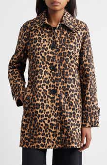 Sam Edelman Leopard Print Water Repellent Rain Jacket